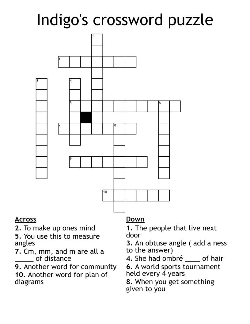 Indigo s Crossword Puzzle WordMint