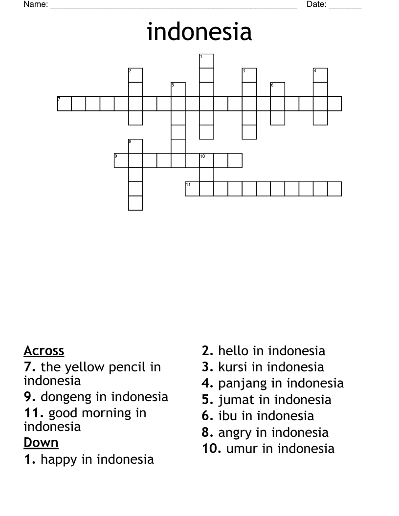 Indonesia Crossword WordMint