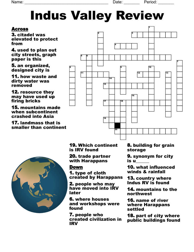 Indus Valley Review Crossword WordMint