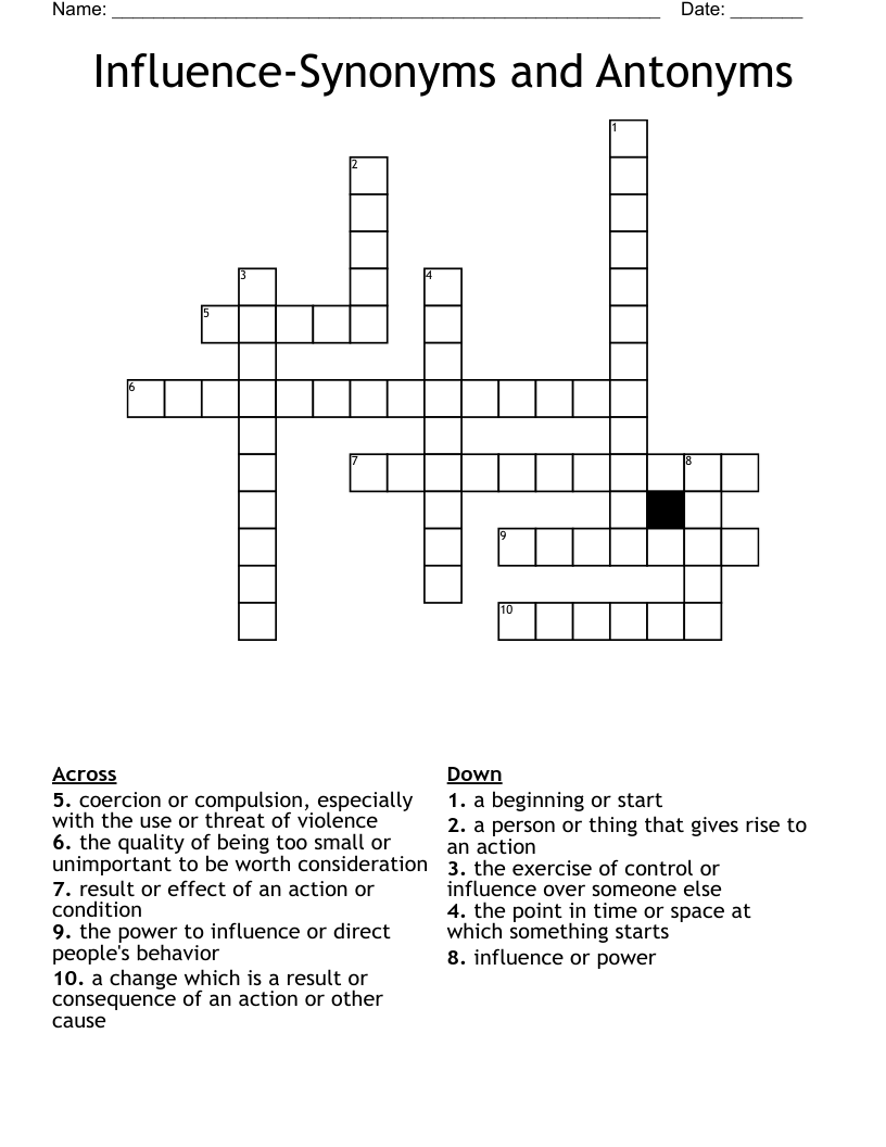 Influence Synonyms And Antonyms Crossword WordMint
