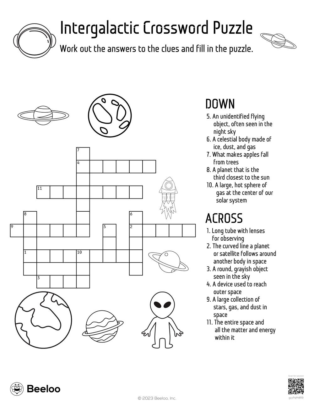 Intergalactic Crossword Puzzle Beeloo Printable Crafts And Activities For Kids