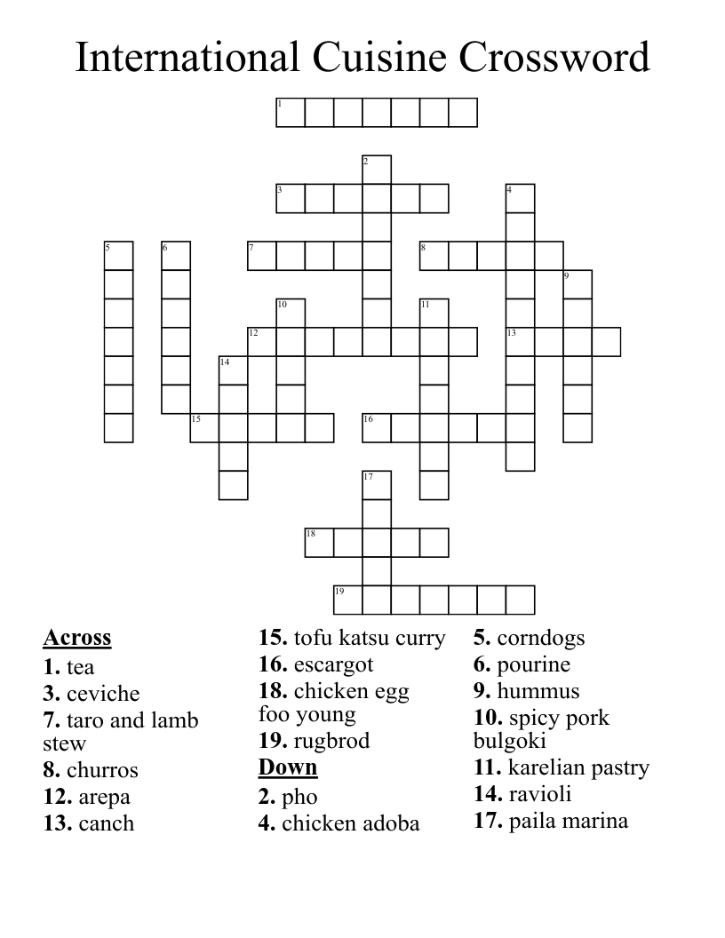 International Cuisine Crossword WordMint International Cuisine Crossword WordMint