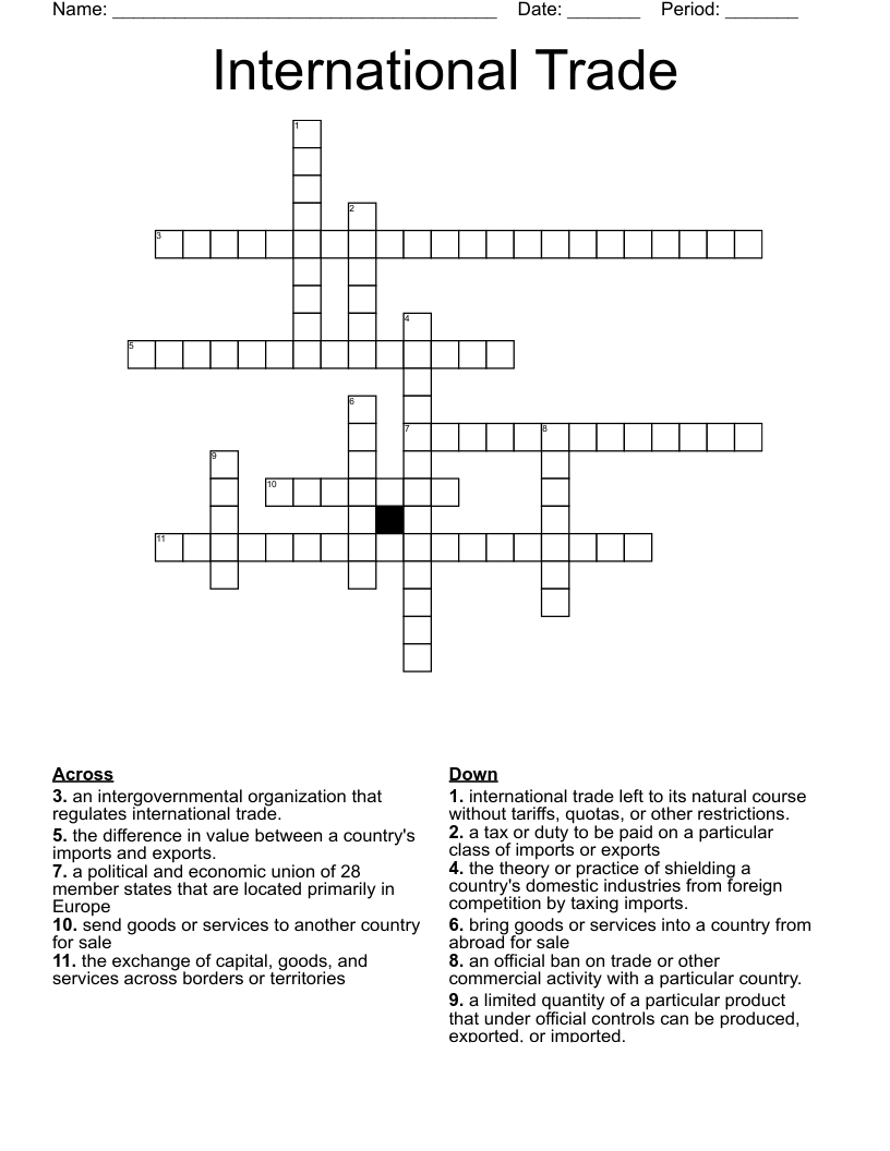 International Trade Crossword WordMint International Trade Crossword WordMint