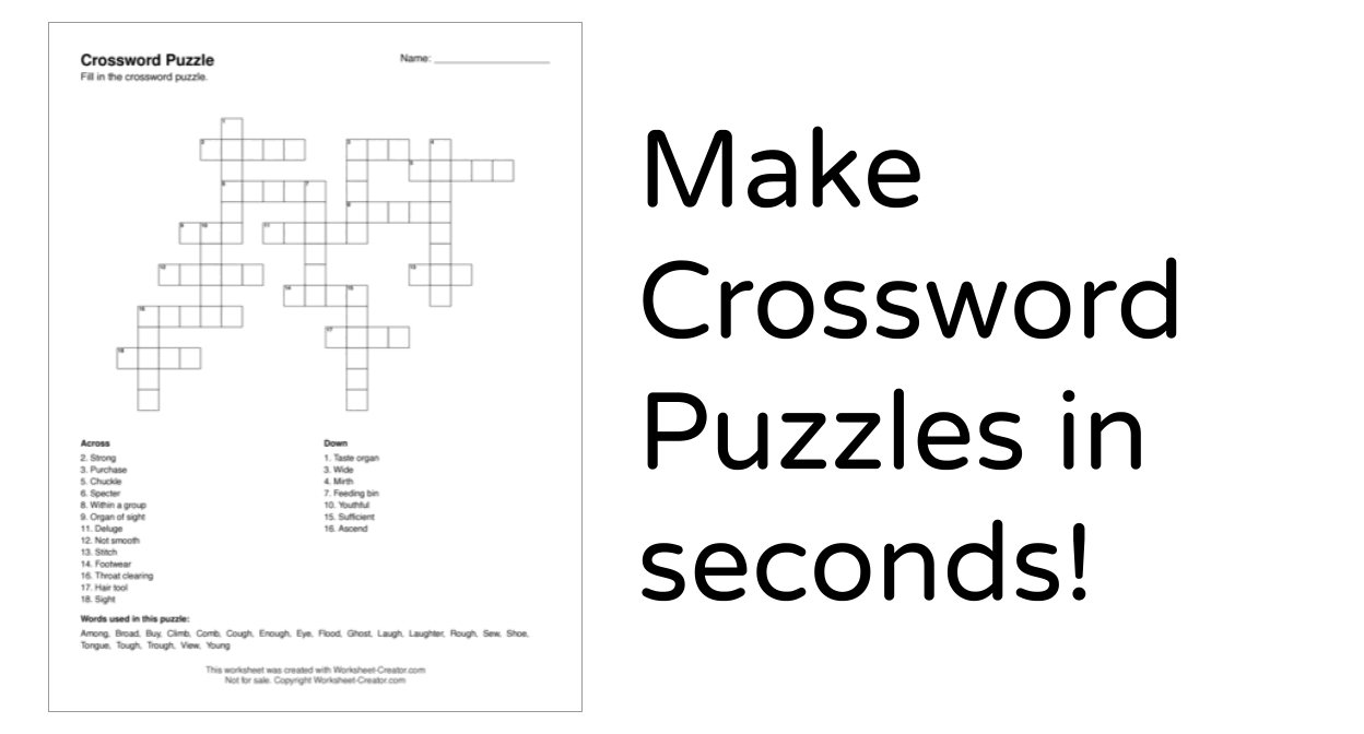 Introducing The Crossword Puzzle Worksheet Generator Worksheet 