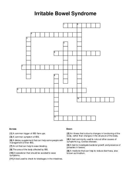 Irritable Bowel Syndrome Crossword Puzzle