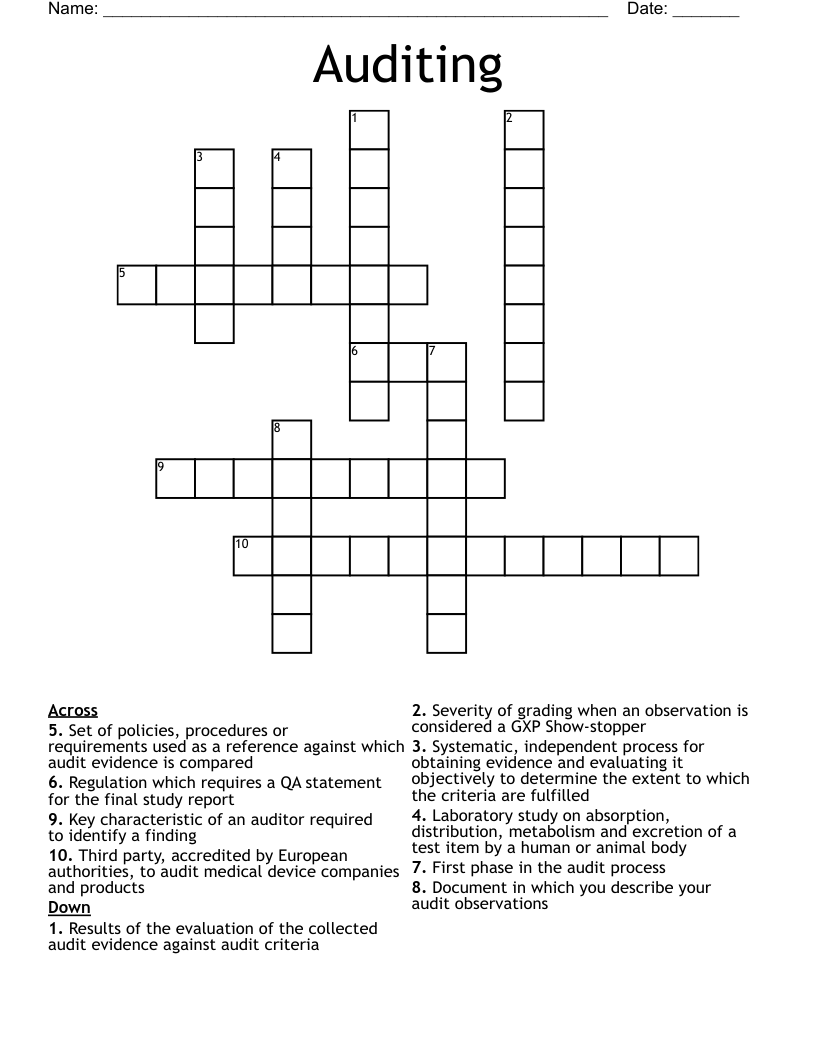 ISO 19011 Crossword WordMint