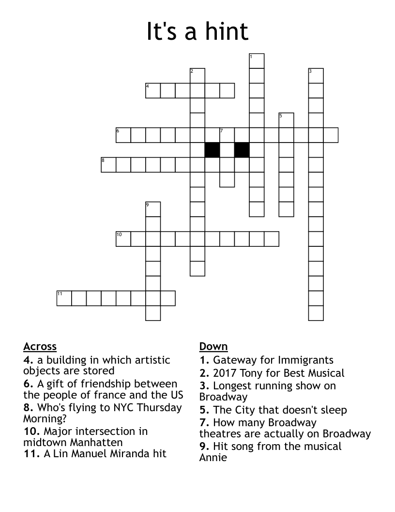 It s A Hint Crossword WordMint It s A Hint Crossword WordMint