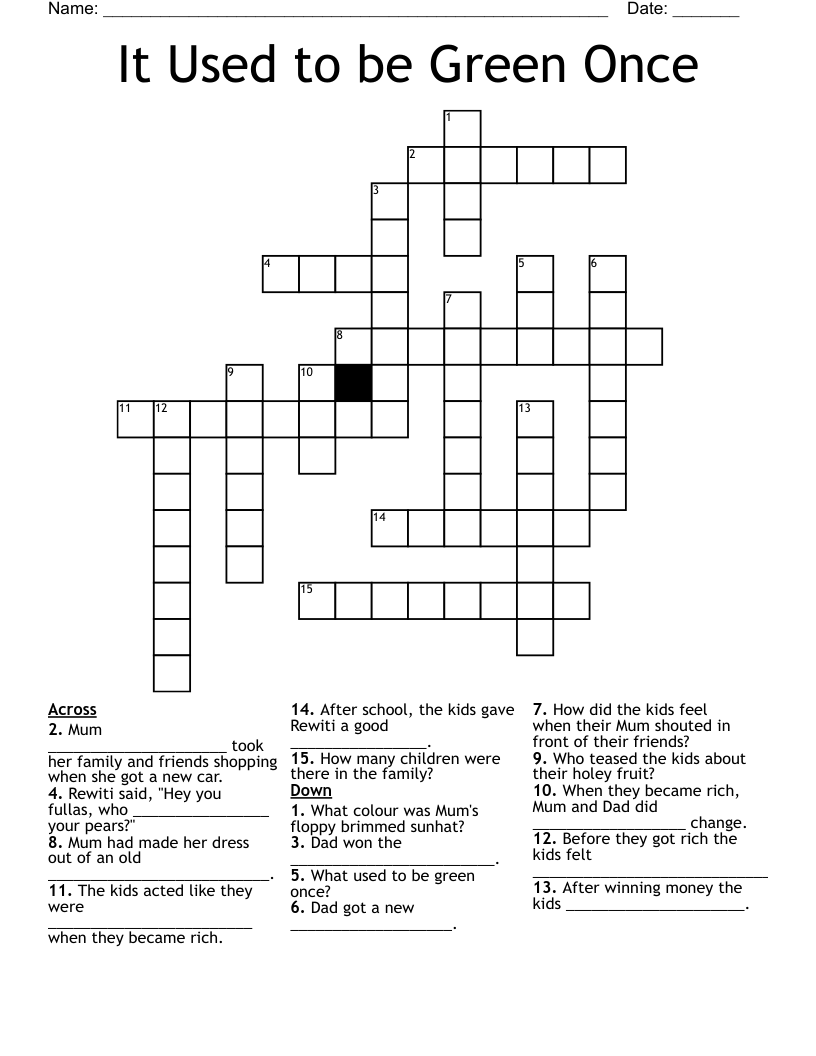 It Used To Be Green Once Crossword WordMint