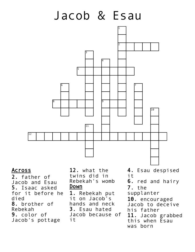Jacob Esau Crossword WordMint