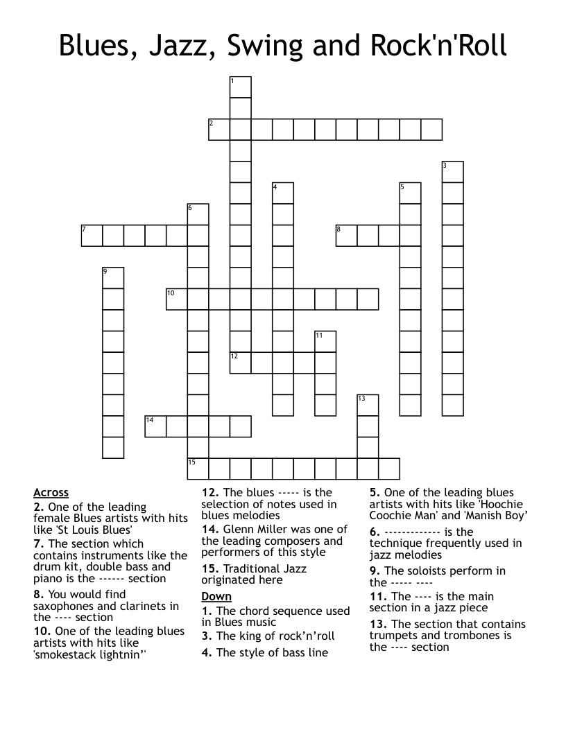 Jazz Crossword WordMint
