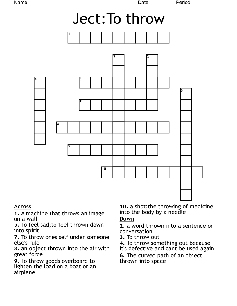 Ject To Throw Crossword WordMint