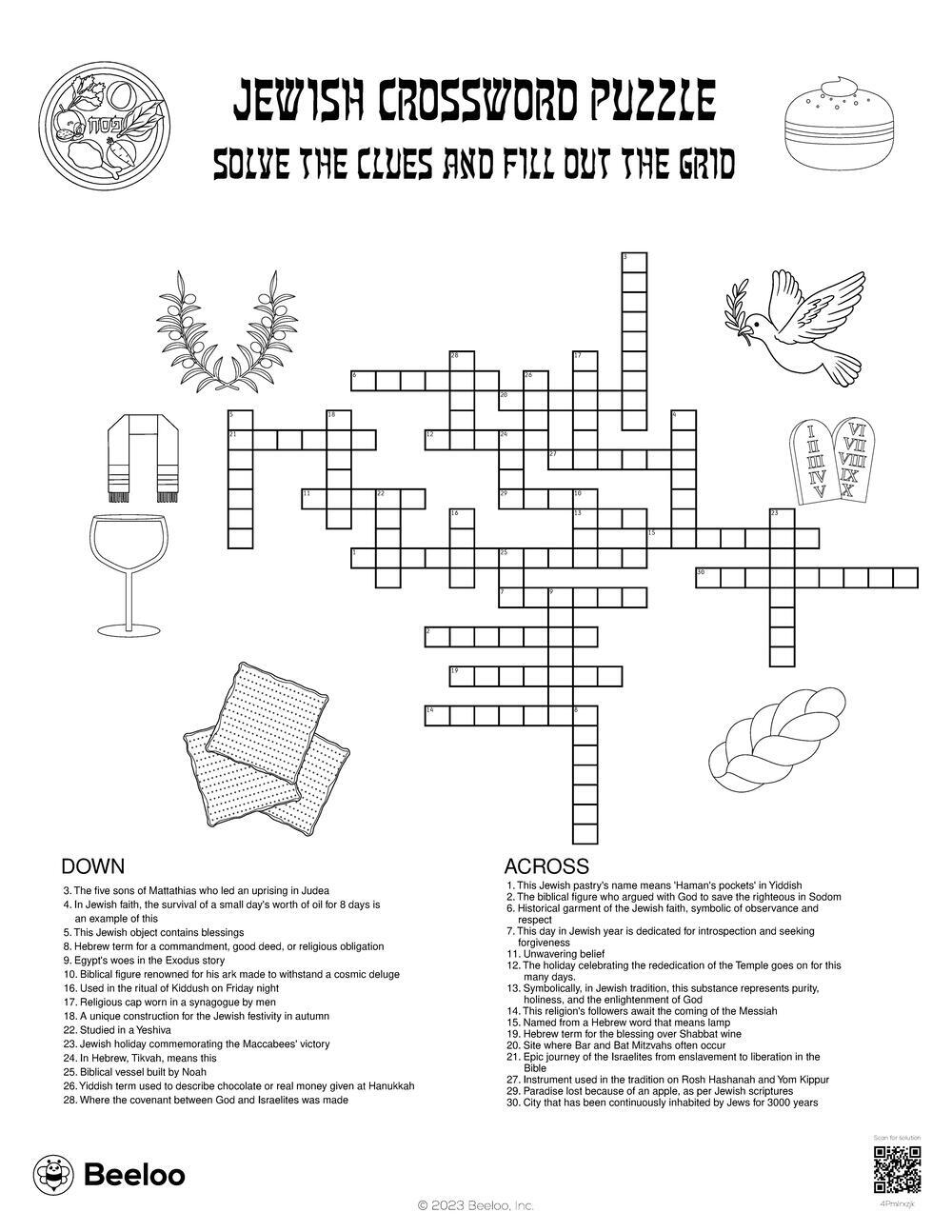 Jewish Crossword Puzzle Beeloo Printable Crafts And Activities For Kids Jewish Crossword Puzzle Beeloo Printable Crafts And Activities For Kids