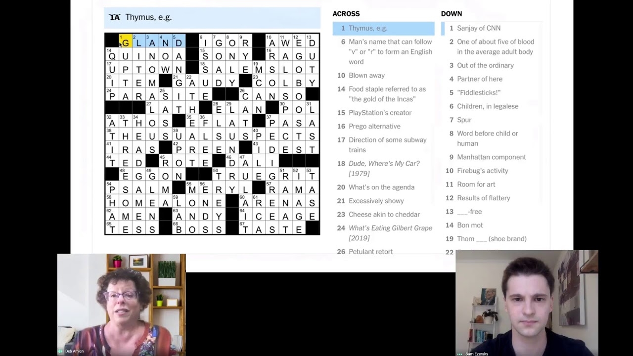 Join Deb Amlen And Sam Ezersky As They Solve The J A S A Crossword Class s Monday Puzzle YouTube