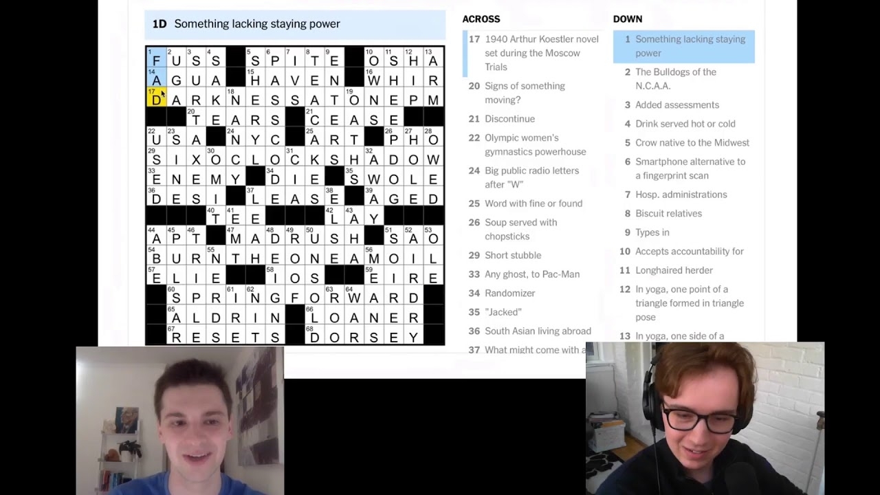 Join Sam Ezersky And Isaac Aronow As They Solve Leslie Rogers Thursday Puzzle YouTube