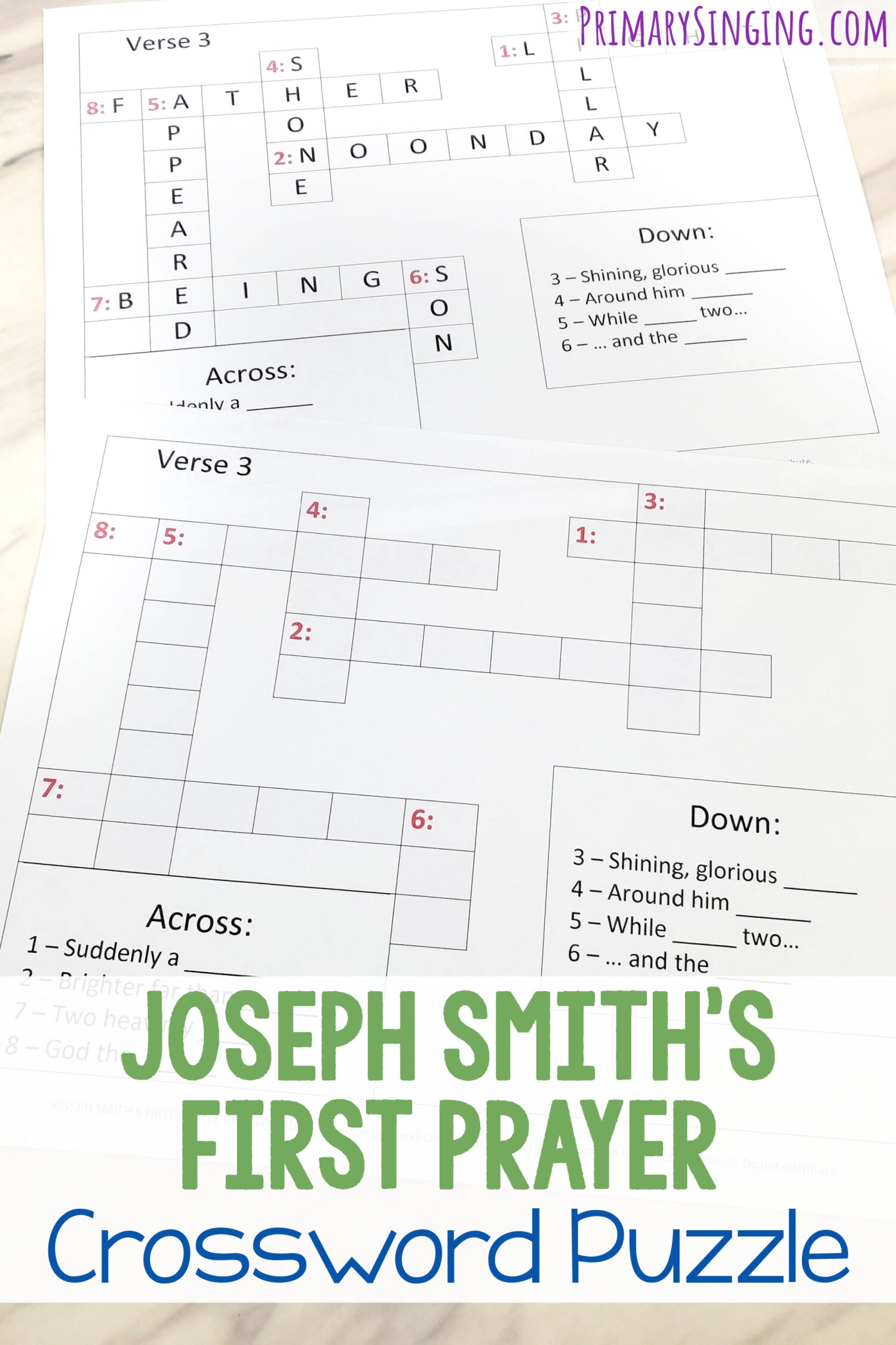 Joseph Smith s First Prayer Crossword Puzzle Primary Singing Joseph Smith s First Prayer Crossword Puzzle Primary Singing