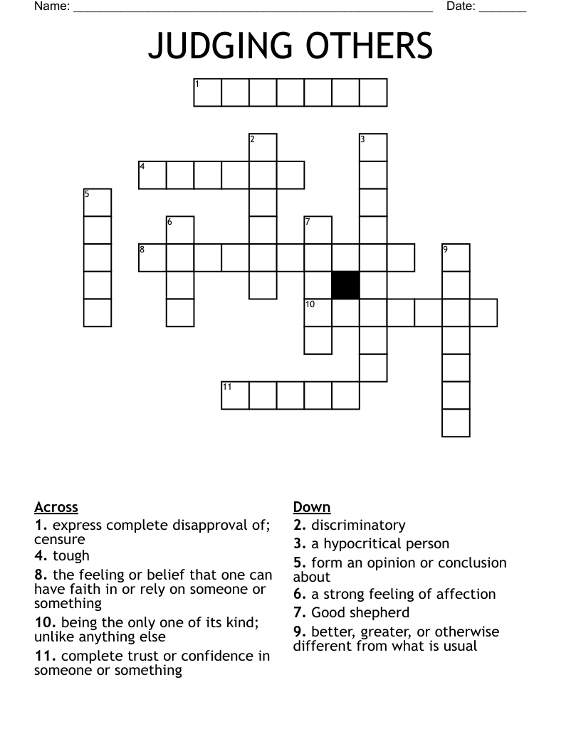 JUDGING OTHERS Crossword WordMint JUDGING OTHERS Crossword WordMint