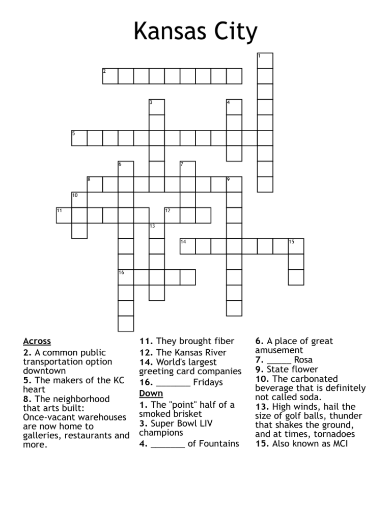 Kansas City Star Crossword Puzzle Printable Brainza