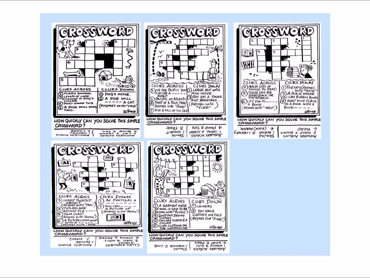 Kids Crossword Puzzles Printable Etsy