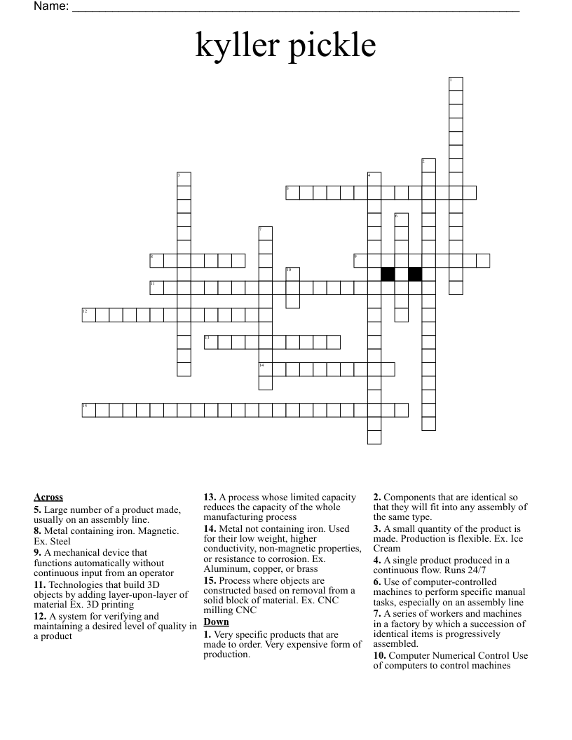 Kyller Pickle Crossword WordMint