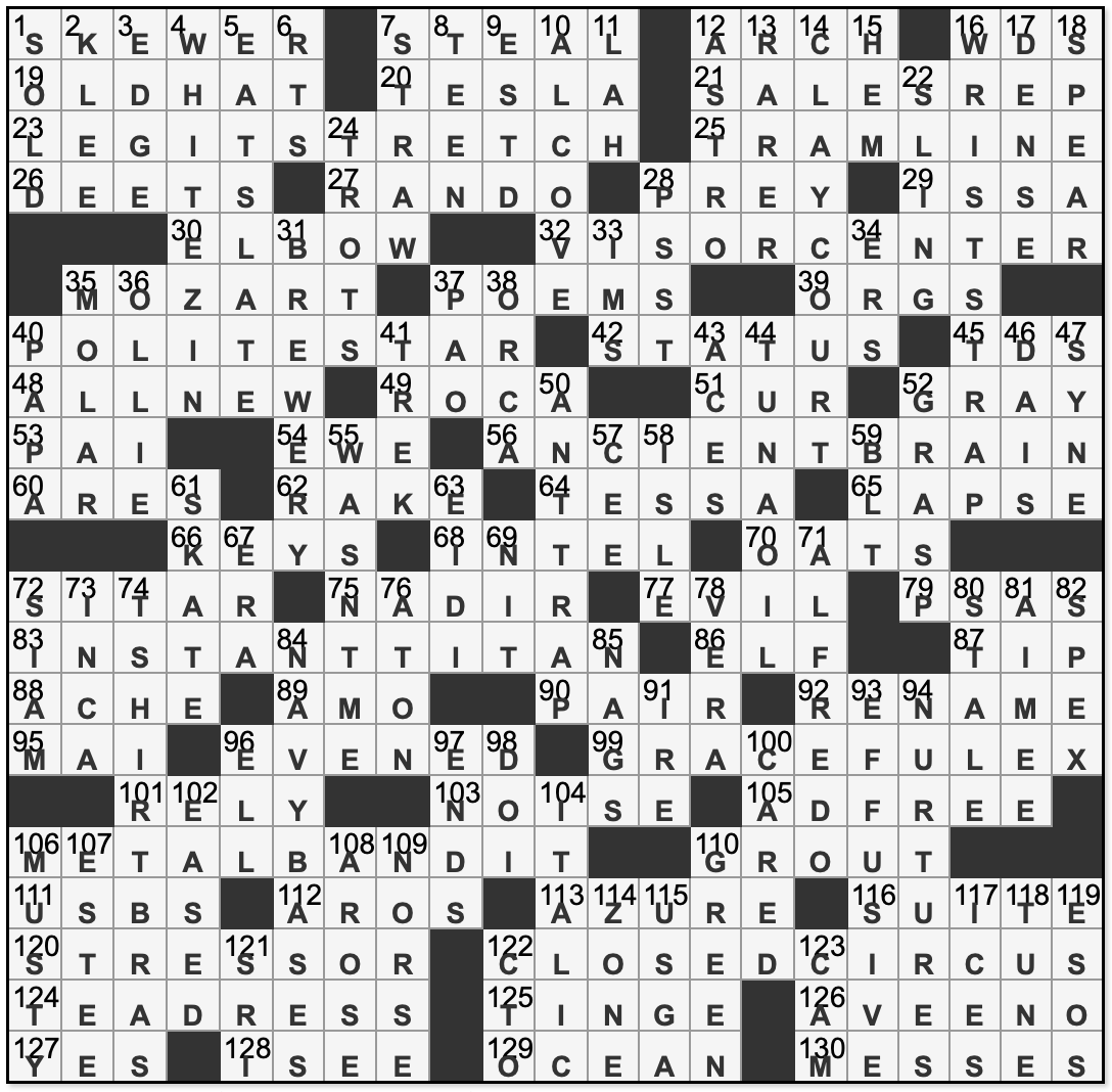 sunday la times crossword answers