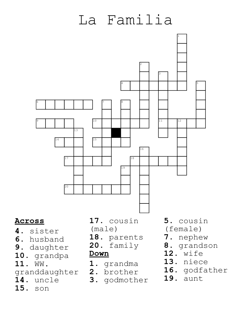 La Familia Crossword WordMint