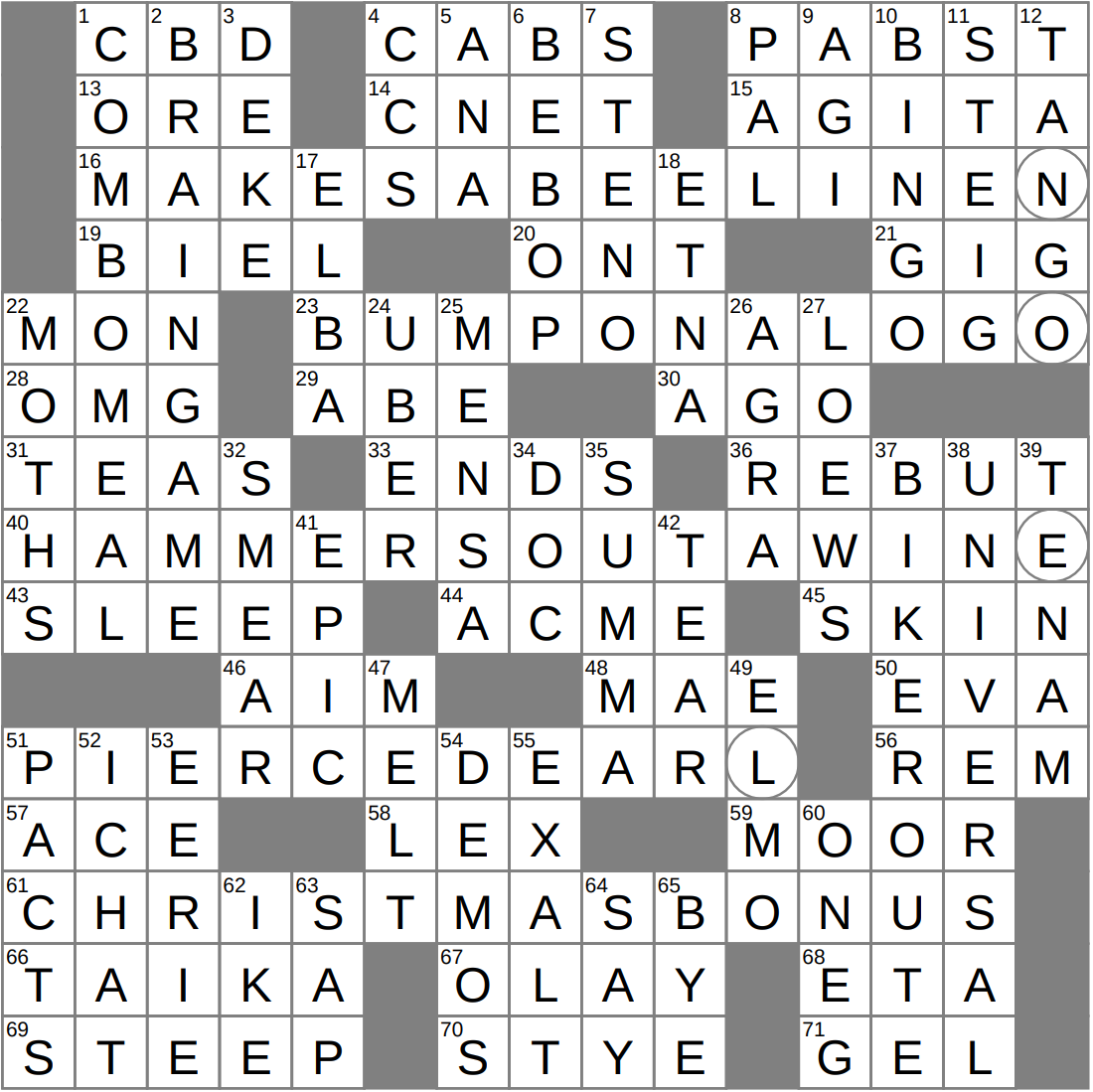 LA Times Crossword 25 Dec 25 Thursday LAXCrossword