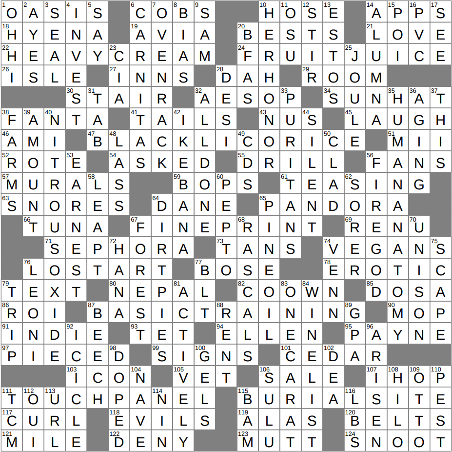 LA Times Crossword 28 Dec 25 Sunday LAXCrossword