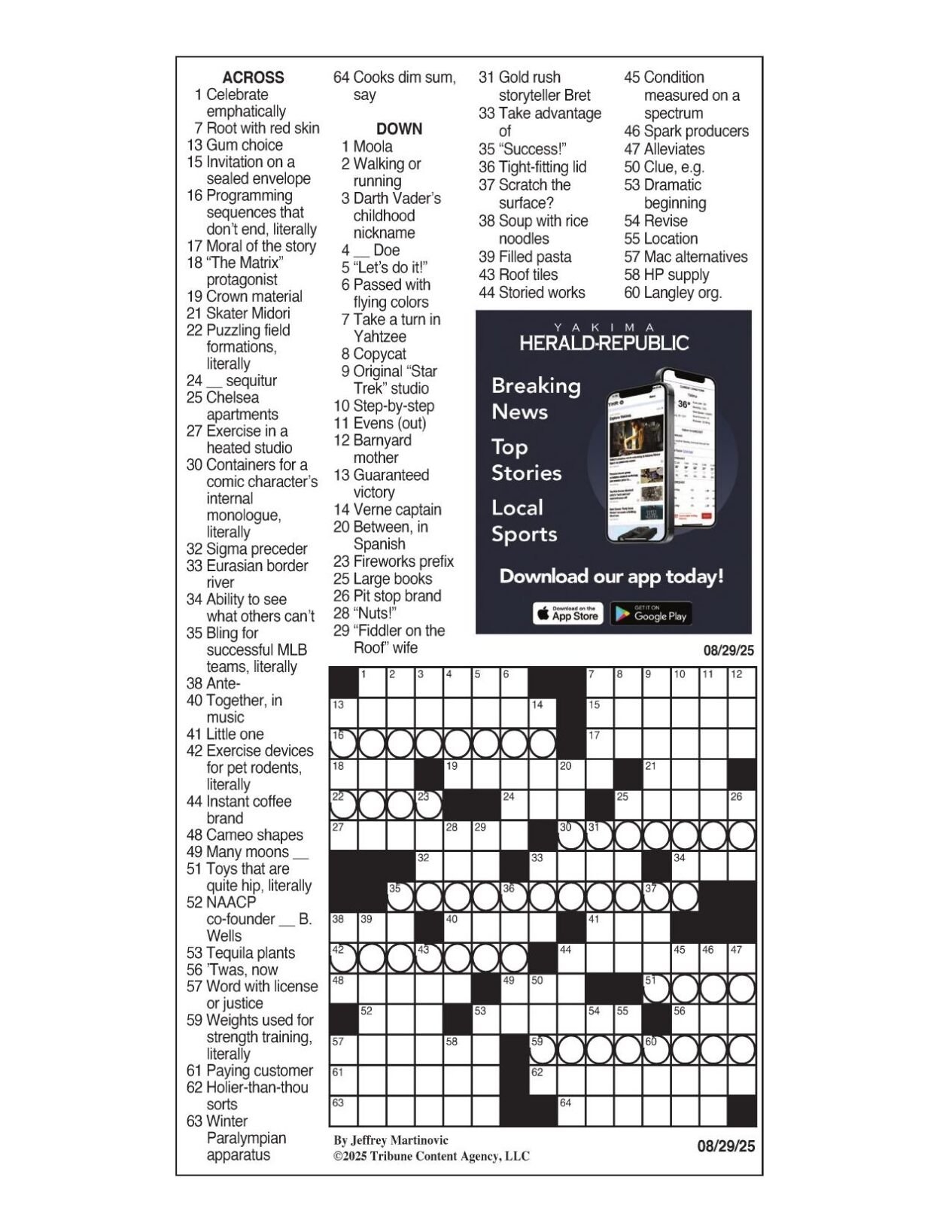 LA Times Crossword Aug 29 2025 Crosswords Yakimaherald LA Times Crossword Aug 29 2025 Crosswords Yakimaherald