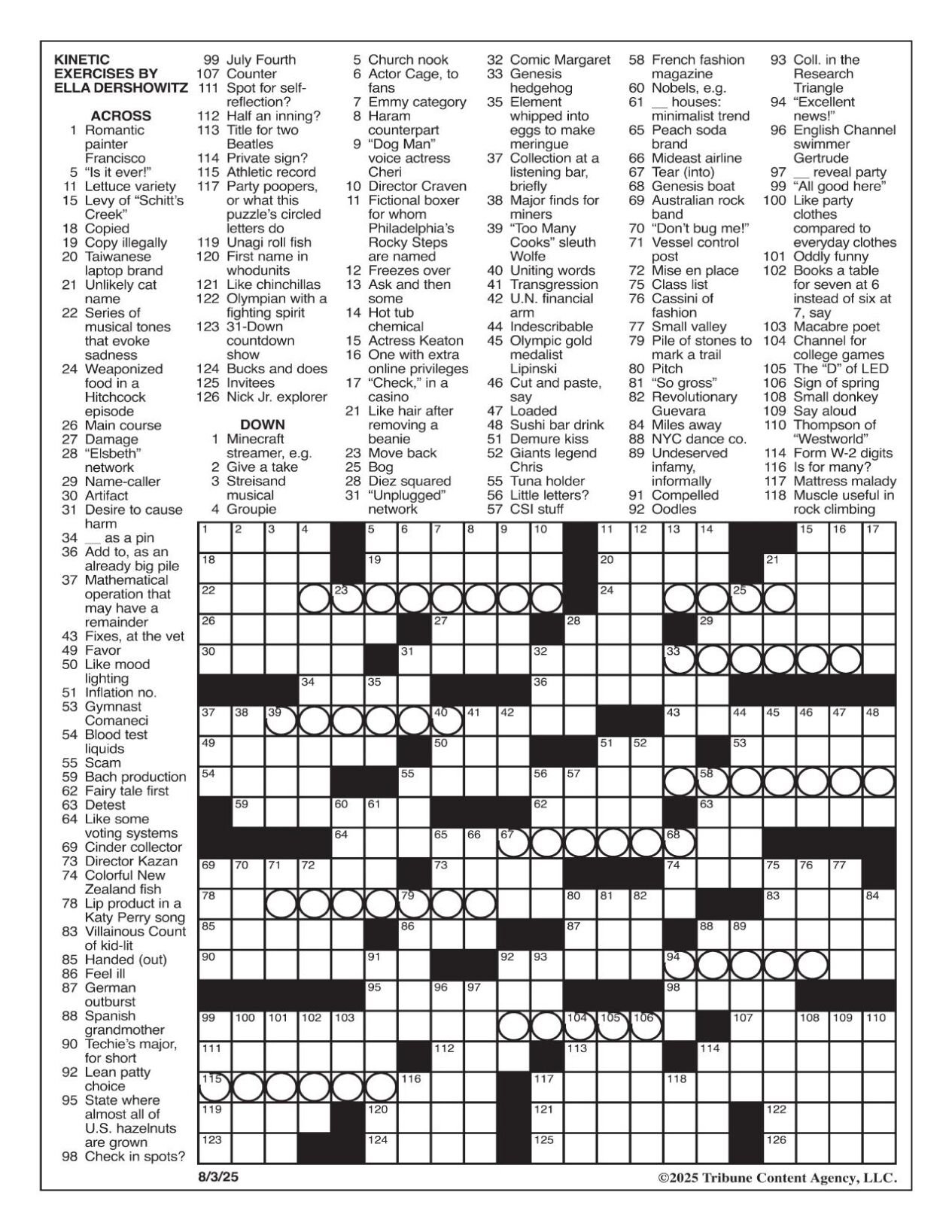 LA Times Crossword Aug 3 2025 Crosswords Yakimaherald