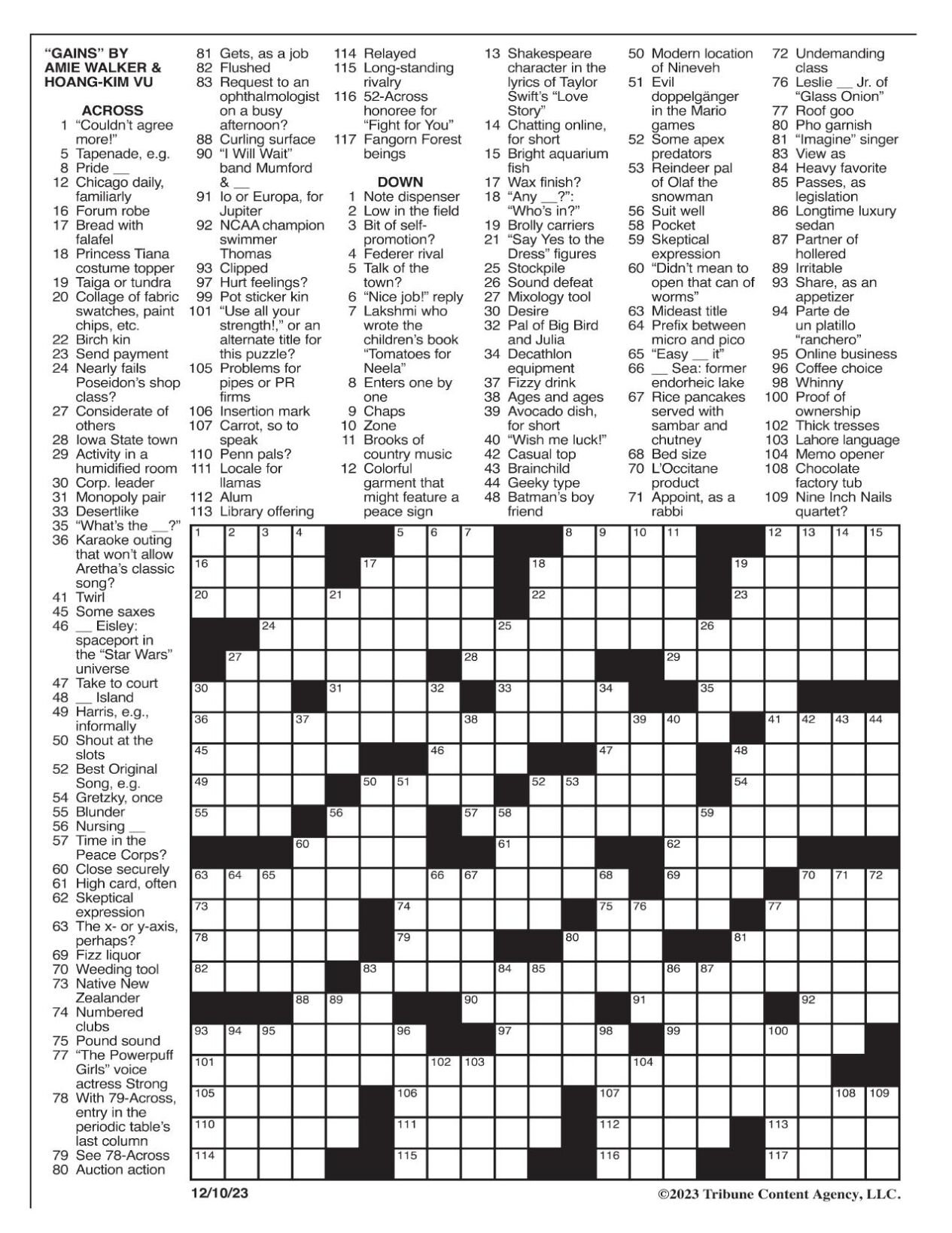 LA Times Crossword Dec 10 2023 Crosswords Yakimaherald LA Times Crossword Dec 10 2023 Crosswords Yakimaherald