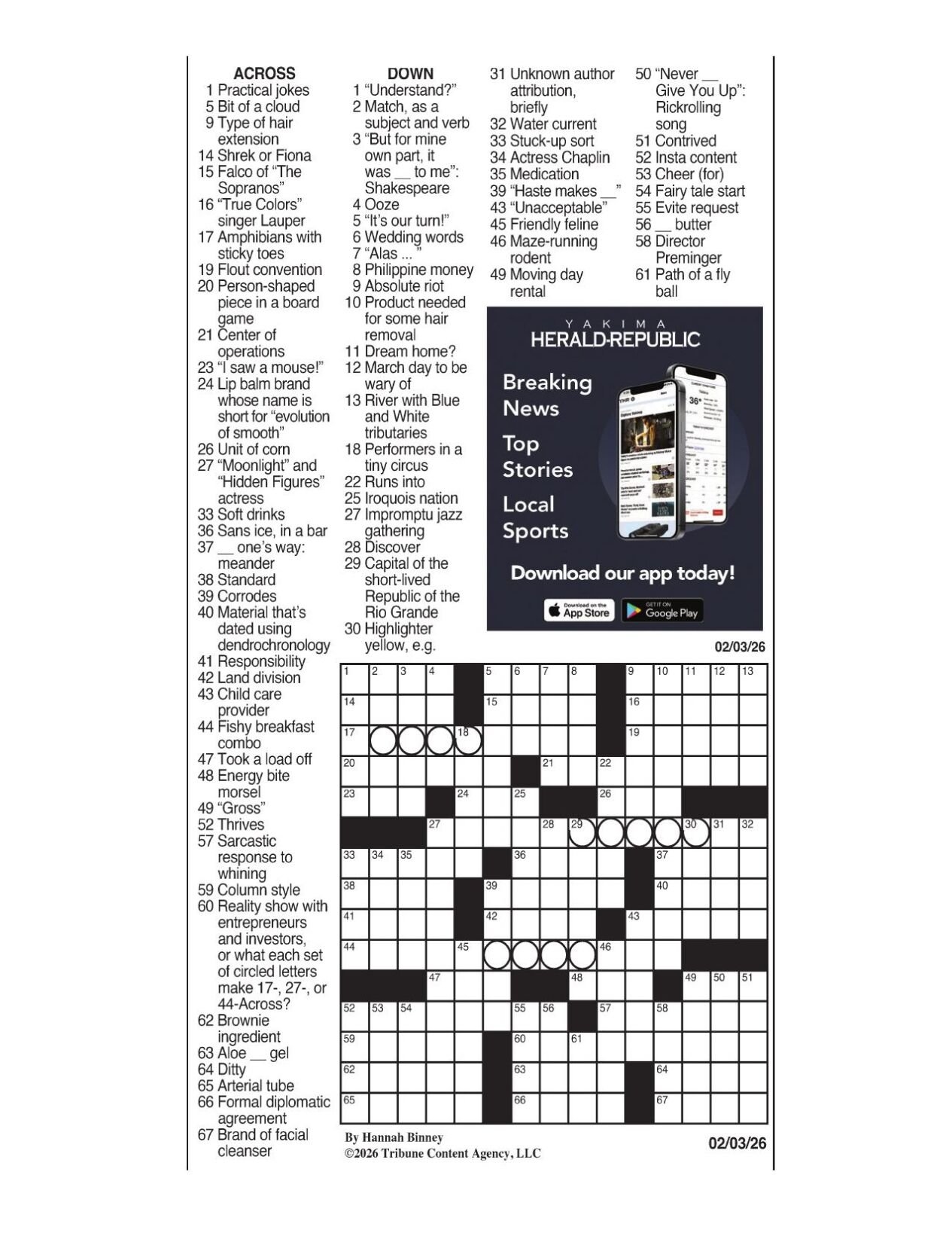 LA Times Crossword Feb 3 2026 Crosswords Yakimaherald