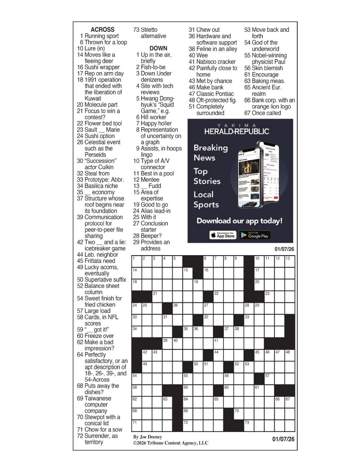 LA Times Crossword Jan 7 2026 Crosswords Yakimaherald