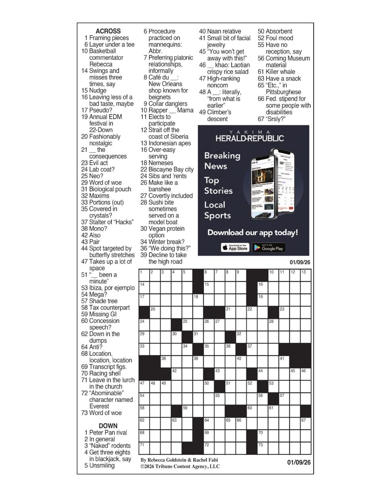 LA Times Crossword Jan 9 2026 Crosswords Yakimaherald