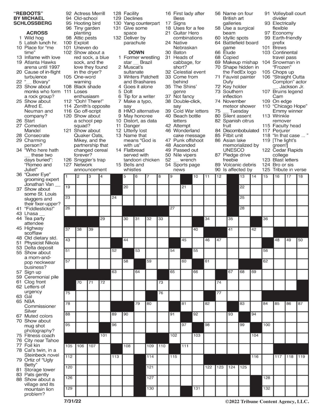 LA Times Crossword July 31 2022 Crosswords Yakimaherald
