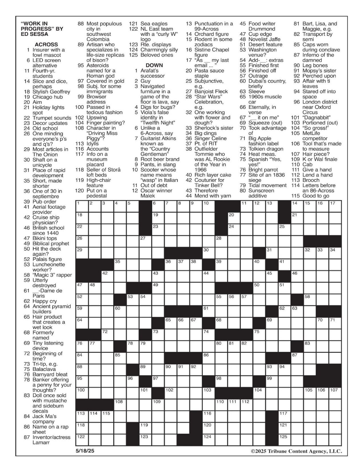 LA Times Crossword May 18 2025 Crosswords Yakimaherald LA Times Crossword May 18 2025 Crosswords Yakimaherald