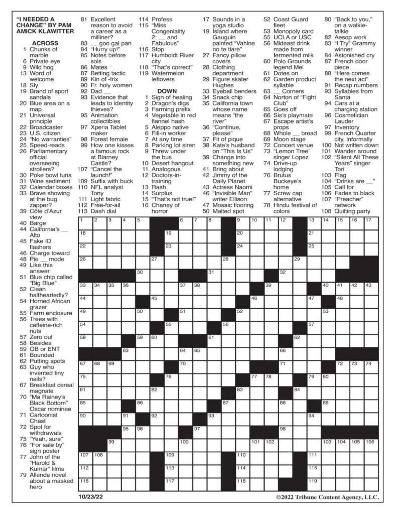 La Times Crossword Puzzle Today Free Printable Crosswords
