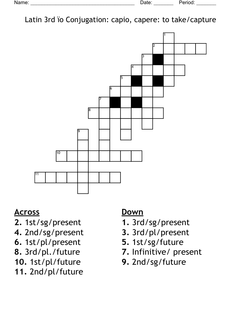 Latin 3rd o Conjugation Capio Capere To Take capture Crossword WordMint