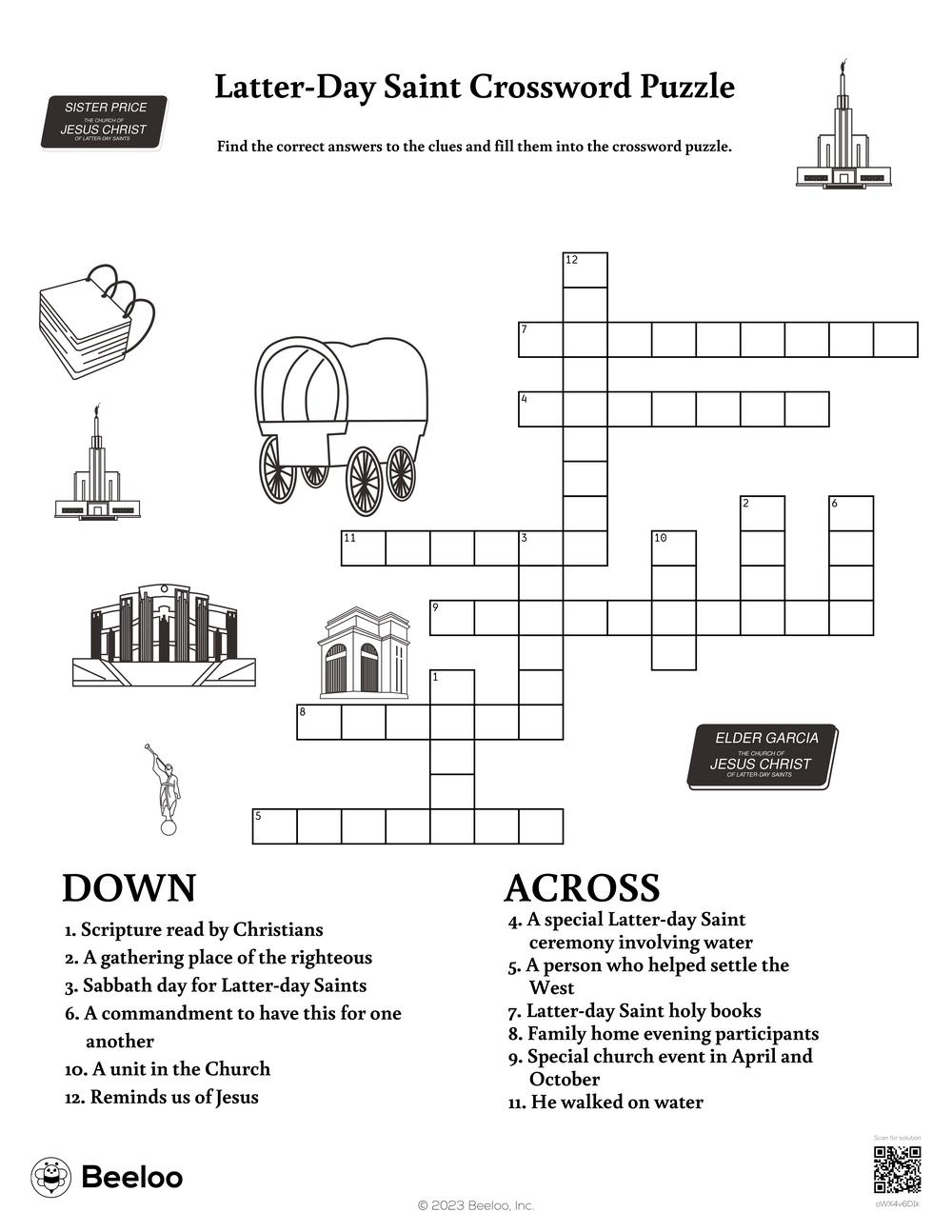 Latter Day Saint Crossword Puzzle Beeloo Printable Crafts And Activities For Kids