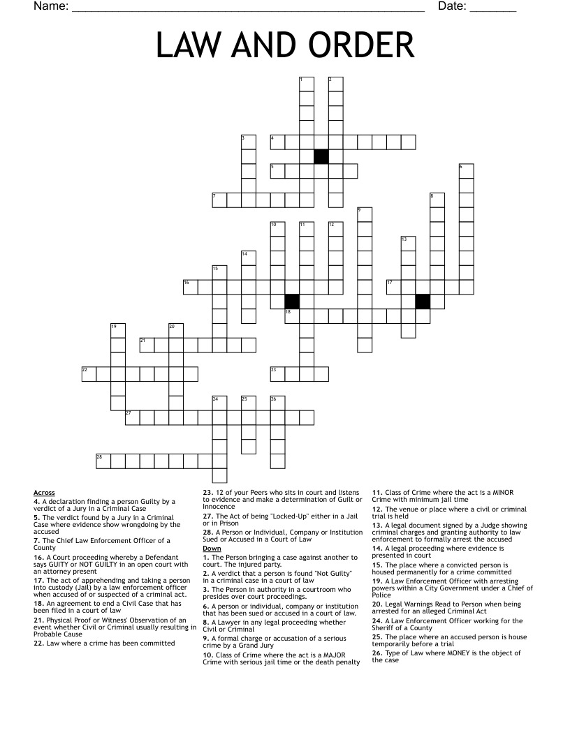 LAW AND ORDER Crossword WordMint