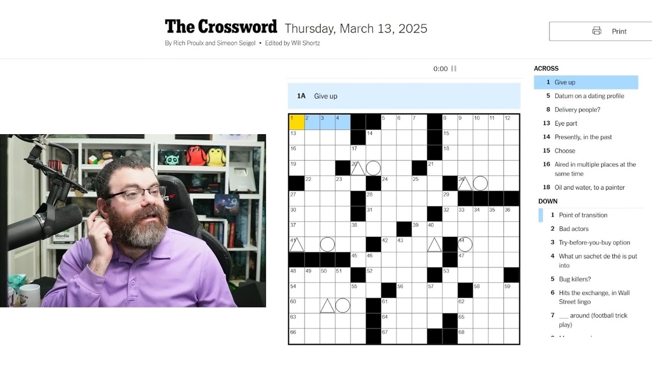 Learning Crossword Week 43 NYT Crossword Thursday March 13th 2025 YouTube