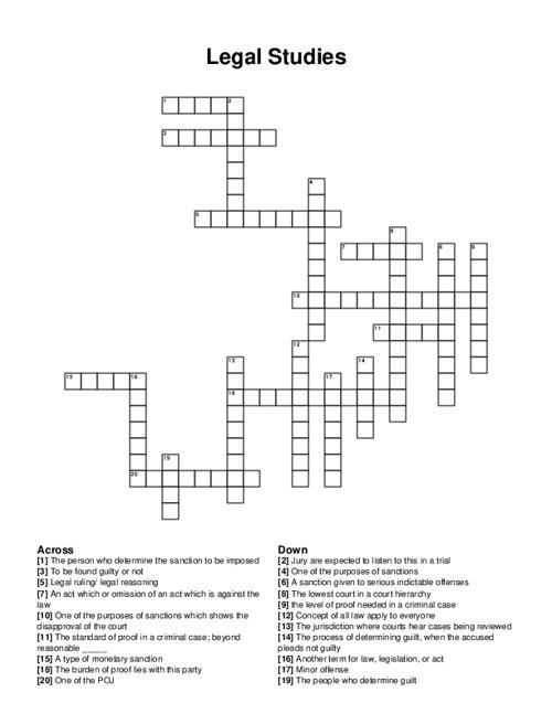 Legal Studies Crossword Puzzle