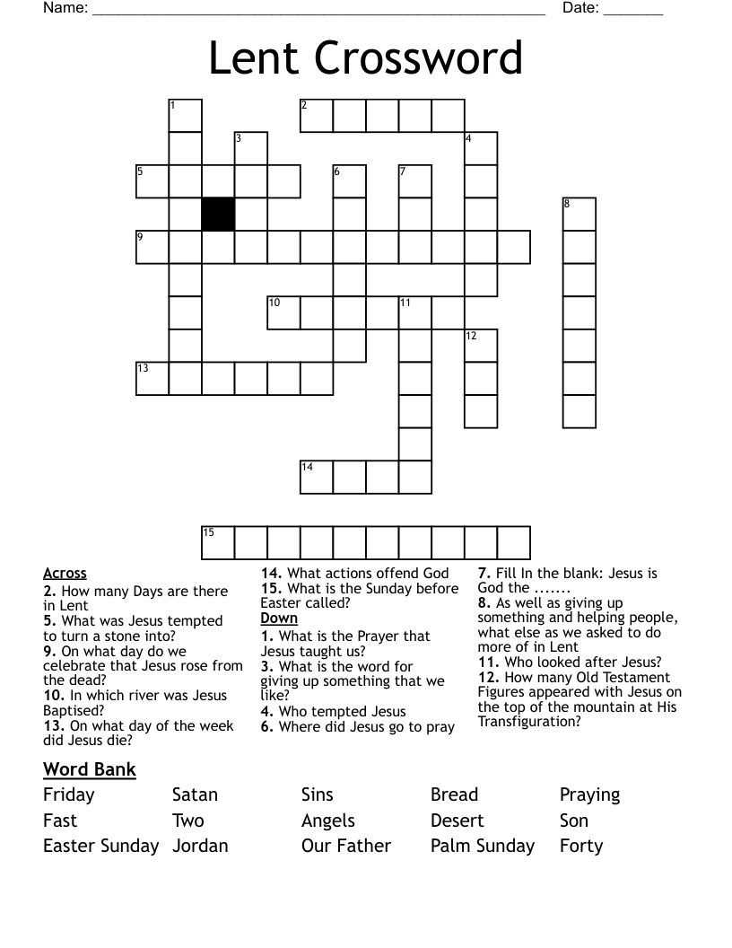 Lent Crossword WordMint