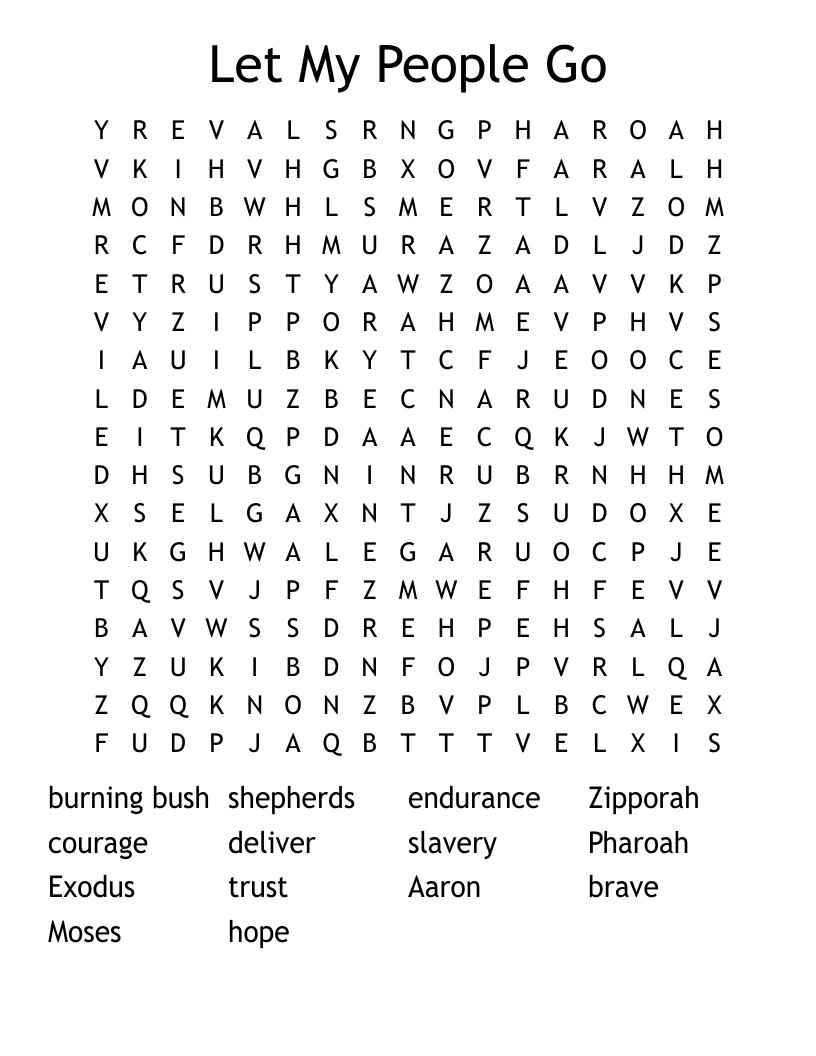 Let My People Go Word Search WordMint