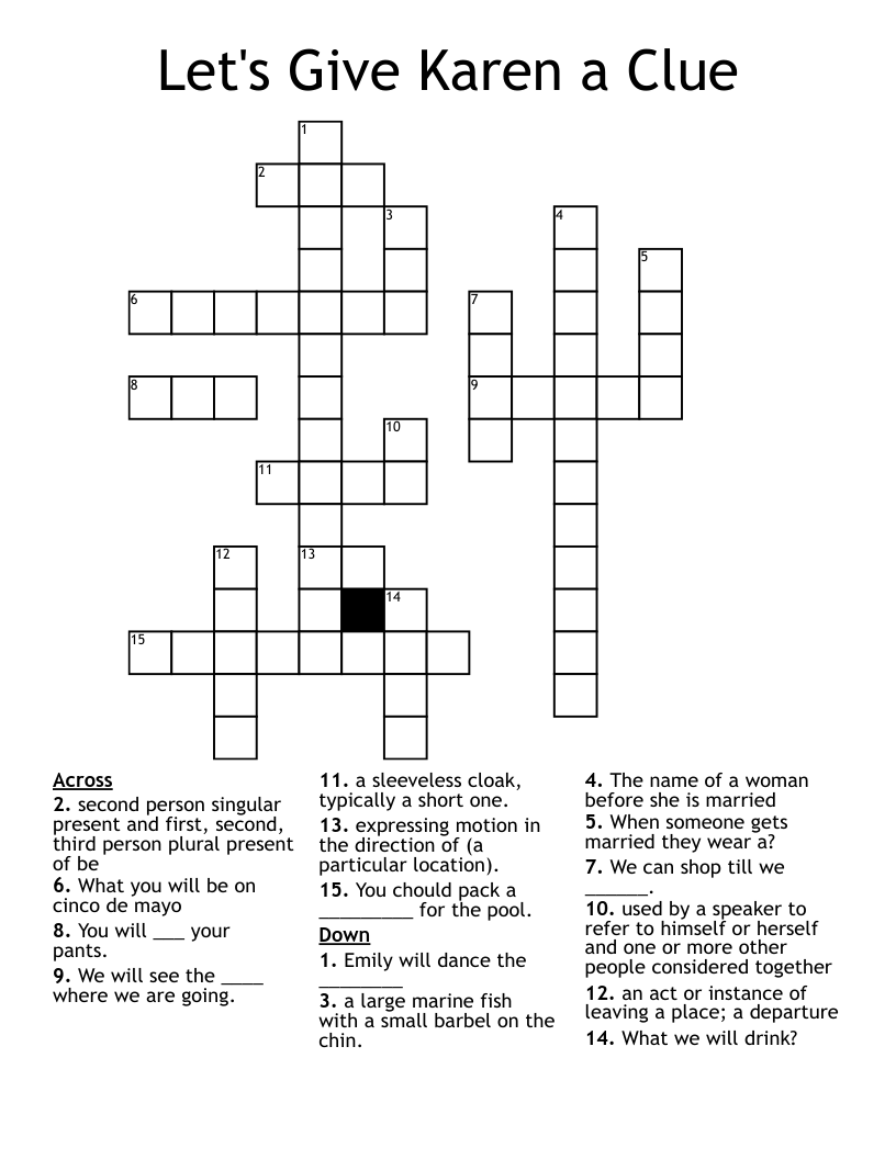 Let s Give Karen A Clue Crossword WordMint