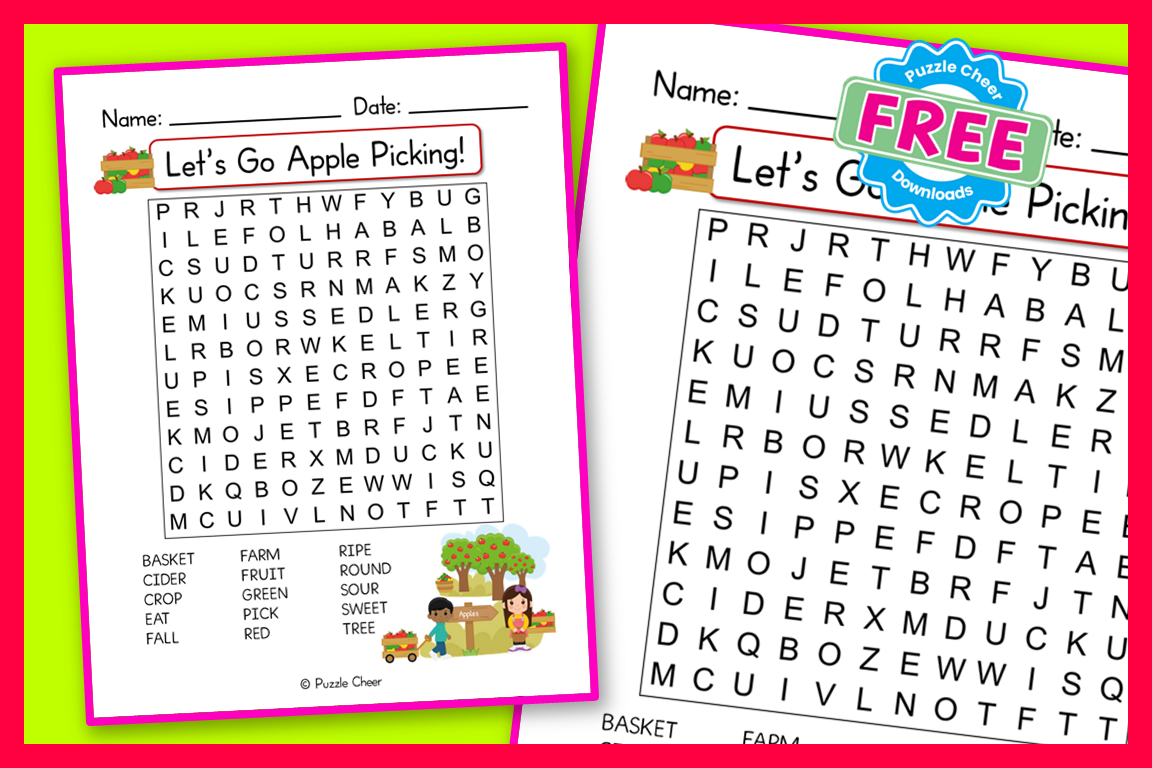 Let s Go Apple Picking Word Search Puzzle Puzzle Cheer