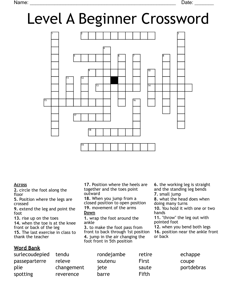 Level A Beginner Crossword WordMint Level A Beginner Crossword WordMint