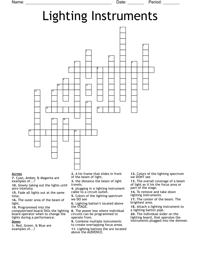 Lighting Instruments Crossword WordMint
