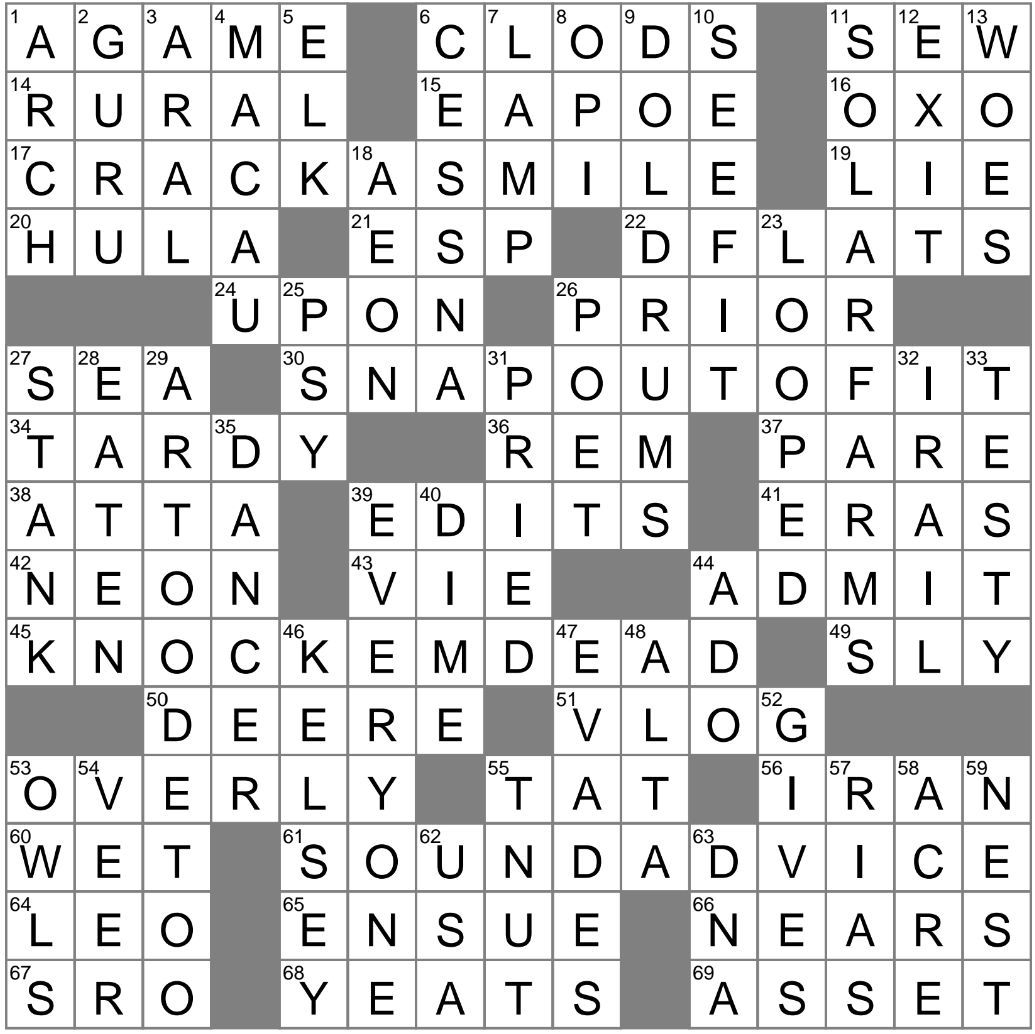 fashion crossword clue