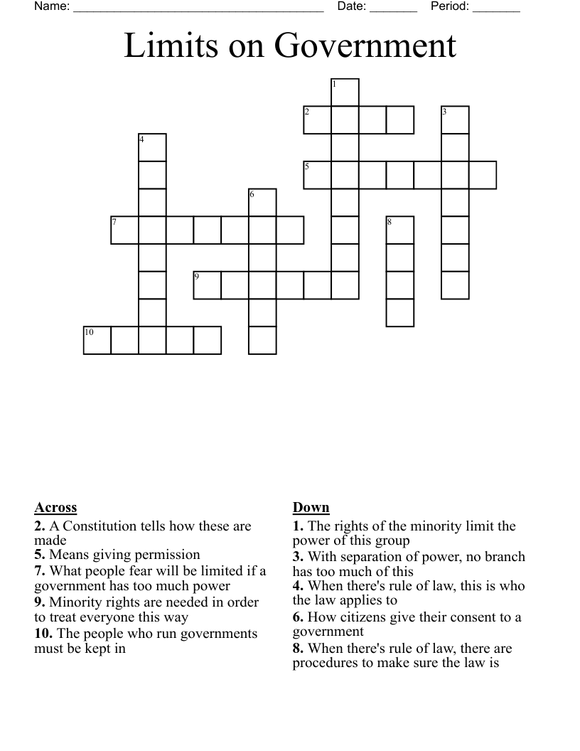 Limits On Government Crossword WordMint Limits On Government Crossword WordMint