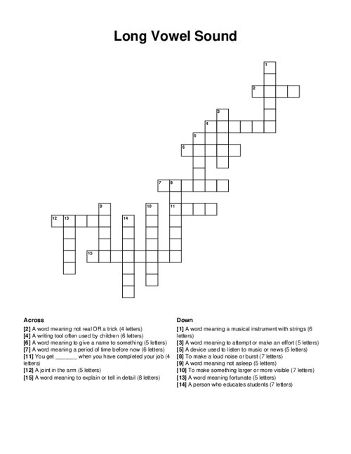 Long Vowel Sound Crossword Puzzle Long Vowel Sound Crossword Puzzle